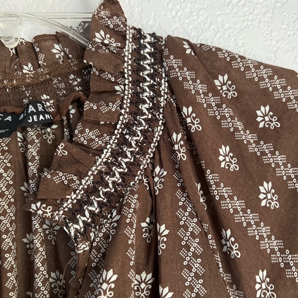 Veronica Beard Brown White Floral Casual Boho Bohemian Designer Mini Dress M - Picture 8 of 13
